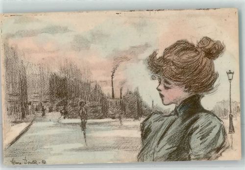 1899 sign. Henri Boutet Jugendstil Frau