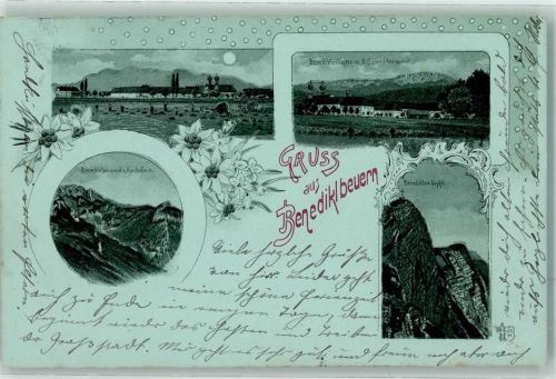 Benediktbeuern 1907 Benediktenwand Benedikten-Gipfel Litho