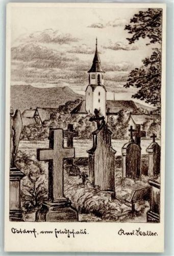 Ostdorf vom Friedhof aus sign Karl Haller