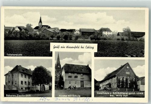 Wiesenfeld Scheres Zieritz Stift Kirche m. Schule Gasthaus u. Schlächterei goldener Löwe Oldtimer