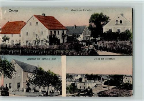 02694 O8601 Crosta - Warenhaus Von Noack, Niederdorf, Kontor der Adolfshütte, Schürfstelle am Rand AK