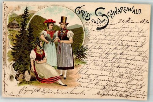 1896 Gruss aus dem Schwarzwald 3 Frauen