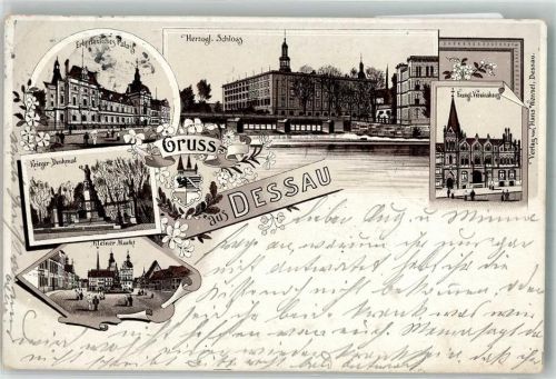 Dessau 1897 Schloss Kriegerdenkmal kleiner Markt