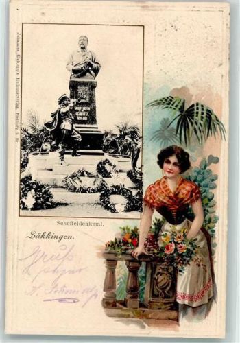 Bad Säckingen 1903 Scheffeldenkmal Tracht