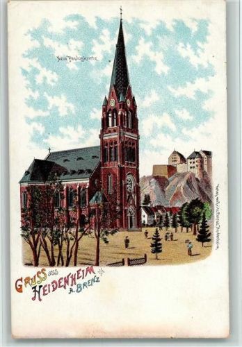 89518 W7920 Heidenheim an der Brenz 1898 Lithographie Gruss aus - Pauluskirche AK