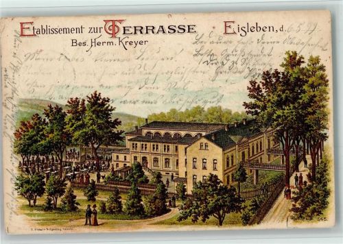 Lutherstadt Eisleben 1899 Gruss aus - Etablissement zur Terrasse AK Eckknick, Flecken