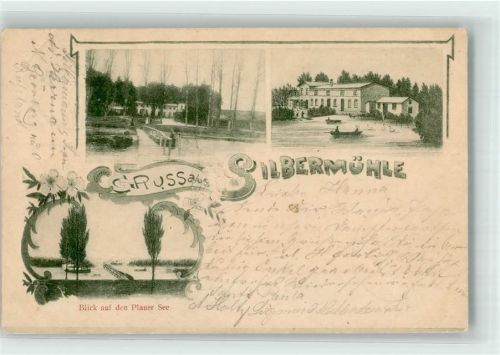 19395 O2864 Plau 1901 - Gasthaus Silbermühle Plauer See Ort lt. Stempel