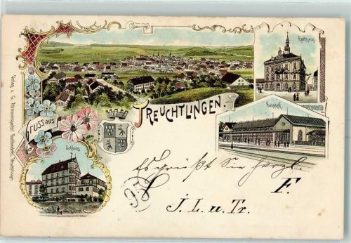 Treuchtlingen 1897 Schloss Rathaus Bahnhof