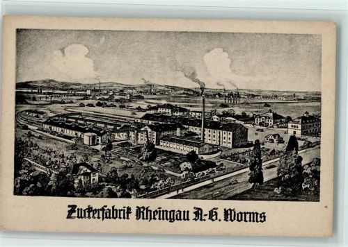 W6520 Worms Zuckerfabrik Rheingau AG , qualmende Schornsteine, AK Fabrik