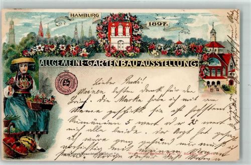 Hamburg 1897 Offiz. Karte Nr. 1 Tracht aus dem alten Lande AK