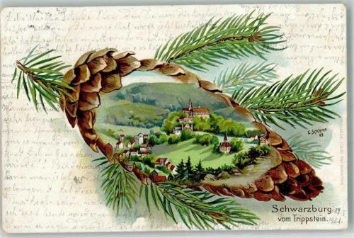 Schwarzburg 1899 Passepartout sign. Schlema Burg