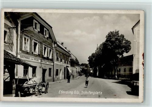 Eferding Schiferplatz, Gasthaus zum Pflug, AK