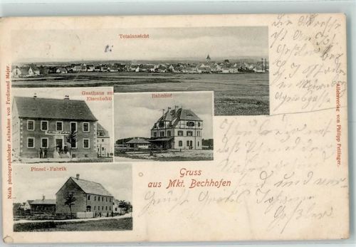 Bechhofen 1905 Gasthaus zur Eisenbahn Bahnhof Pinsel-Fabrik