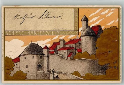 Hartenstein 1899 Künstlerkarte Schloss Hartenstein sign. W. Weingärtner Passepartout