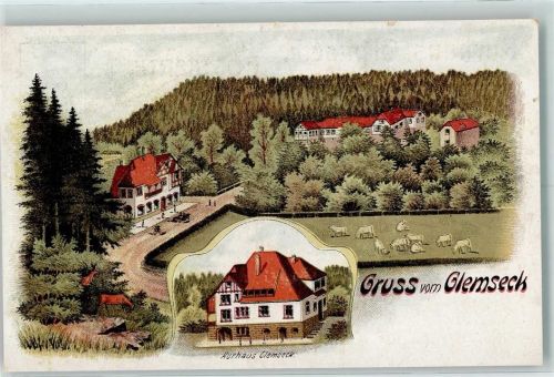 71229 W7250 Glemseck , Württ Gebrauchsspuren Kurhaus Glemseck Lithographie