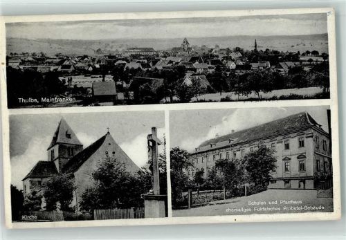 97723 W8731 Thulba - Kirche Kreuz Schule Pfarrhaus