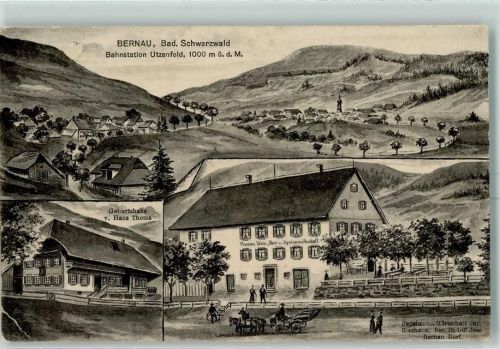 Bernau 1916 Geburtshaus von Hans Thoma Pension Wirtschaft Zum Bierhaus Bes. Rudolf Joos