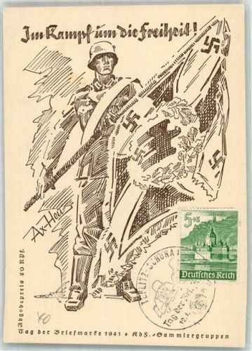 Tag der Briefmarke 1941 sign. Ax Heu Propaganda WK II