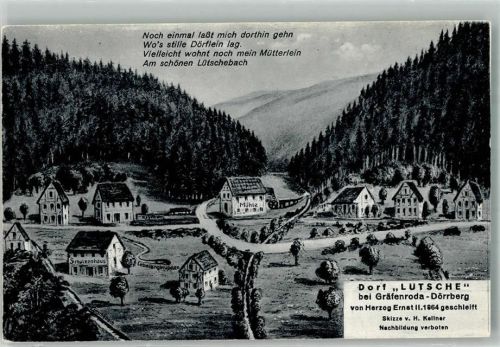 Gräfenroda Mühle Schulzenhaus Dorf Lutsche sign. Kellner, H.