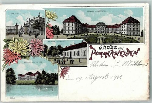 Pommersfelden 1900 Marstall Schloss Weissenstein Schloss-Wirtschaft Park Schwäne