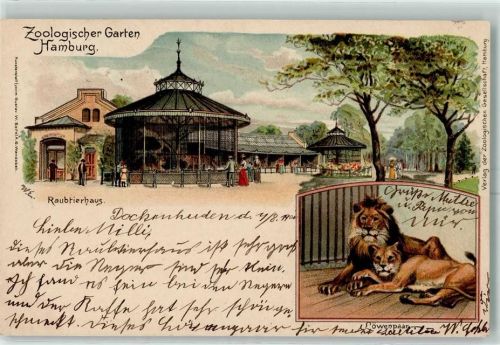 Hamburg 1900 Gruss aus Zoologischer Garten Raubtierhaus AK