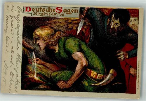 1902 Deutsche Sagen Siegfrieds Tod sign. Hans Röhm