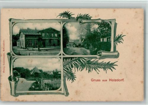 24354 W2331 Holzdorf b Eckernförde 1899 - Bahnhof , Dorfstraßen AK Stockflecken