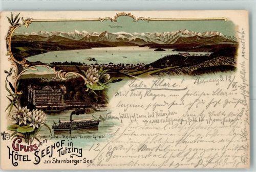 Tutzing 1898 Hotel Seehof von P. Borgner Dampfer Luitpold Starnberger See