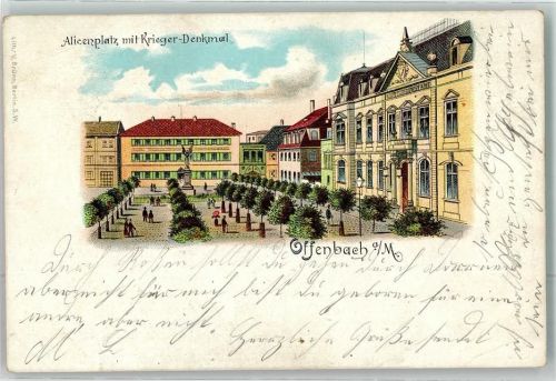 Offenbach 1900 Alicenplatz mit Kriegerdenkmal