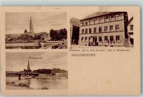Holzminden GAsthaus Zu den drei Kronen Inh. A. Hillebrecht Weserpartie