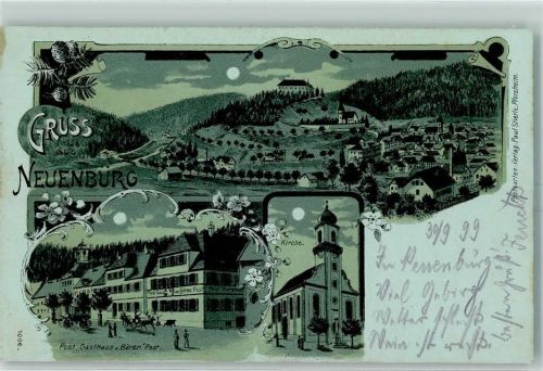Neuenbürg 1899 Post Gasthaus Zum Bären Post Kirche