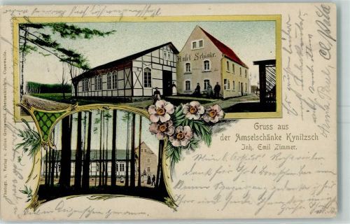 01877 O8501 Kynitzsch 1903 Lithographie Amselschänke Inh. Emil Zimmer