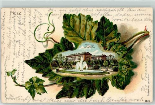 Metz 1905 Esplanade mit Justizpalast Lithographie