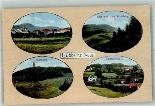 32312 W4990 Lübbecke , Westf 1915 - Blick nach Reineberg Wartturm Schützenhaus