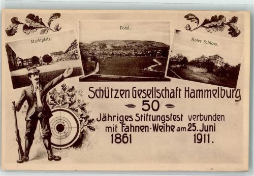 Hammelburg 50. Jähriges Striftungsfest Fahnenweihe Schütze Rotes Schloß Marktplatz
