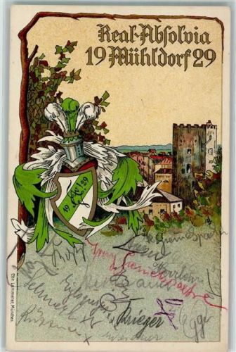 Mühldorf Real-Absolvia 1929 Wappen Studentika