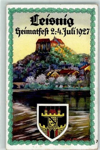 Leisnig 1927 Heimatfest Wappen sign Rich. Hertzsch