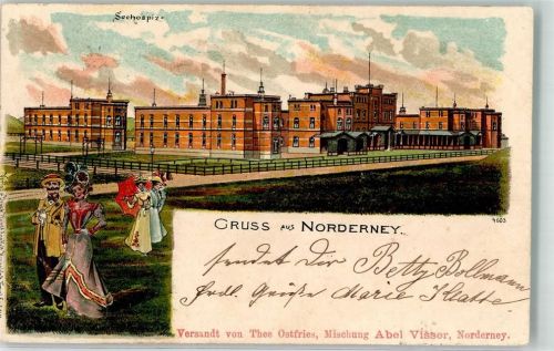 26548 W2982 Norderney 1901 Lithographie Schloßhospiz