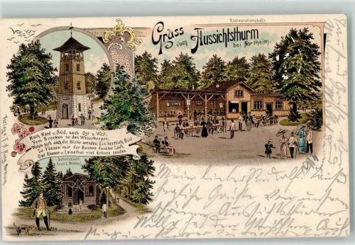 Northeim 1903 Gruss vom Aussichtsturm Jäger Hund Blumen Gruss Posthilfstelle Wieter Aussichtsturm