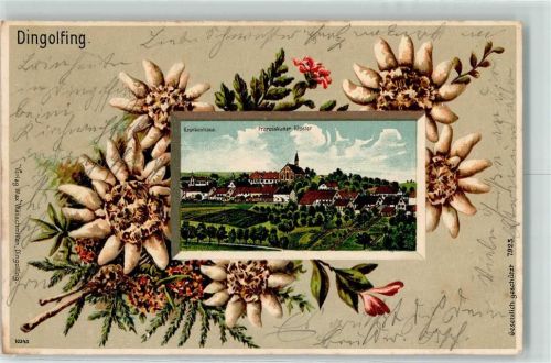 Dingolfing Krankenhaus Franziskaner-Kloster Edelweiß Lithographie