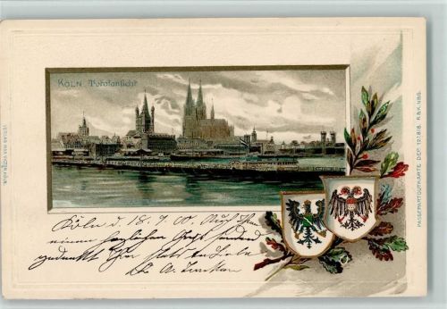 Köln Altstadt-Nord 103 1900 Passepartout Dom Rheinbrücke