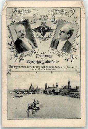 Dresden 25 jährige Jubelfeier des Gesangvereins der Staatseisenbahnbeamten April 1914 Flügelrad