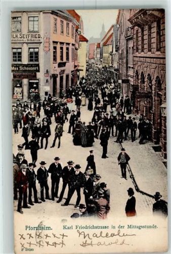 75172 W7530 Pforzheim 1906 - Karl Friedrichstraße in der Mittagsstunde