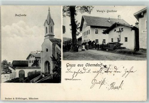 Oberndorf 1904 Gasthaus Wenig`s Kirche St. Maria