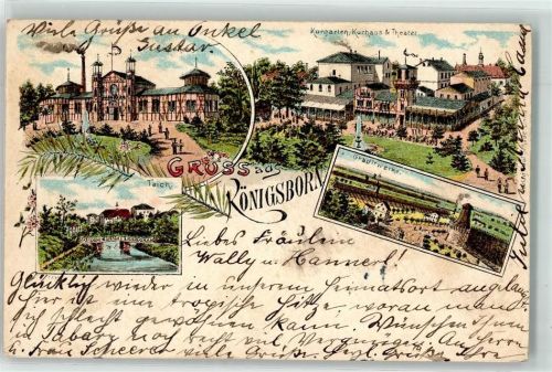 59423 W4750 Königsborn 1901 Lithographie Kurgarten Kurhaus Theater Gradirwerk Badehaus