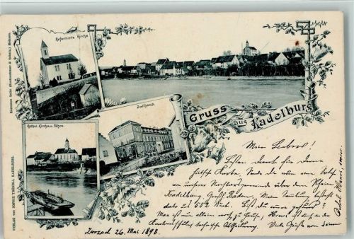 79790 W7897 Kadelburg 1898 - Gruss aus - Fähre, Zollhaus, gute Erhaltung AK