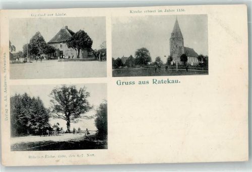 Ratekau 1902 Gasthaus Zur Linde Kirche Blücher-Eiche