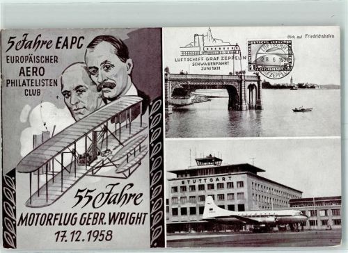 55 Jahre Motorflug Gebr. Wright 1958 - 5 Jahre EAPC Europ. AERO Philatelisten Club
