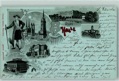 Halle 1903 Hallore Marktkirche Rother Turm Moritzburg Ruine Giebichenstein Stadt-Theater Universität