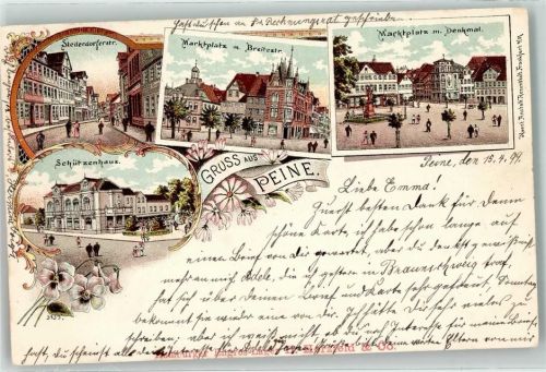 Peine 1899 Schützenhaus Stederdorferstraße Marktplatz Denkmal